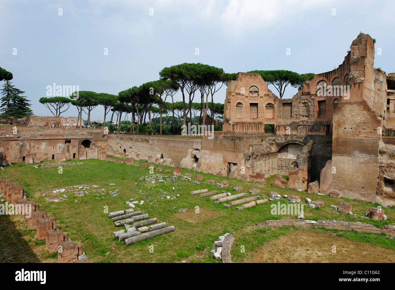 Palatin, Stadio Palatino im Domus Augustana Teil des Palastes von Domitian, Palazzo di Domiziano, antiken Rom, Rom Stockfoto
