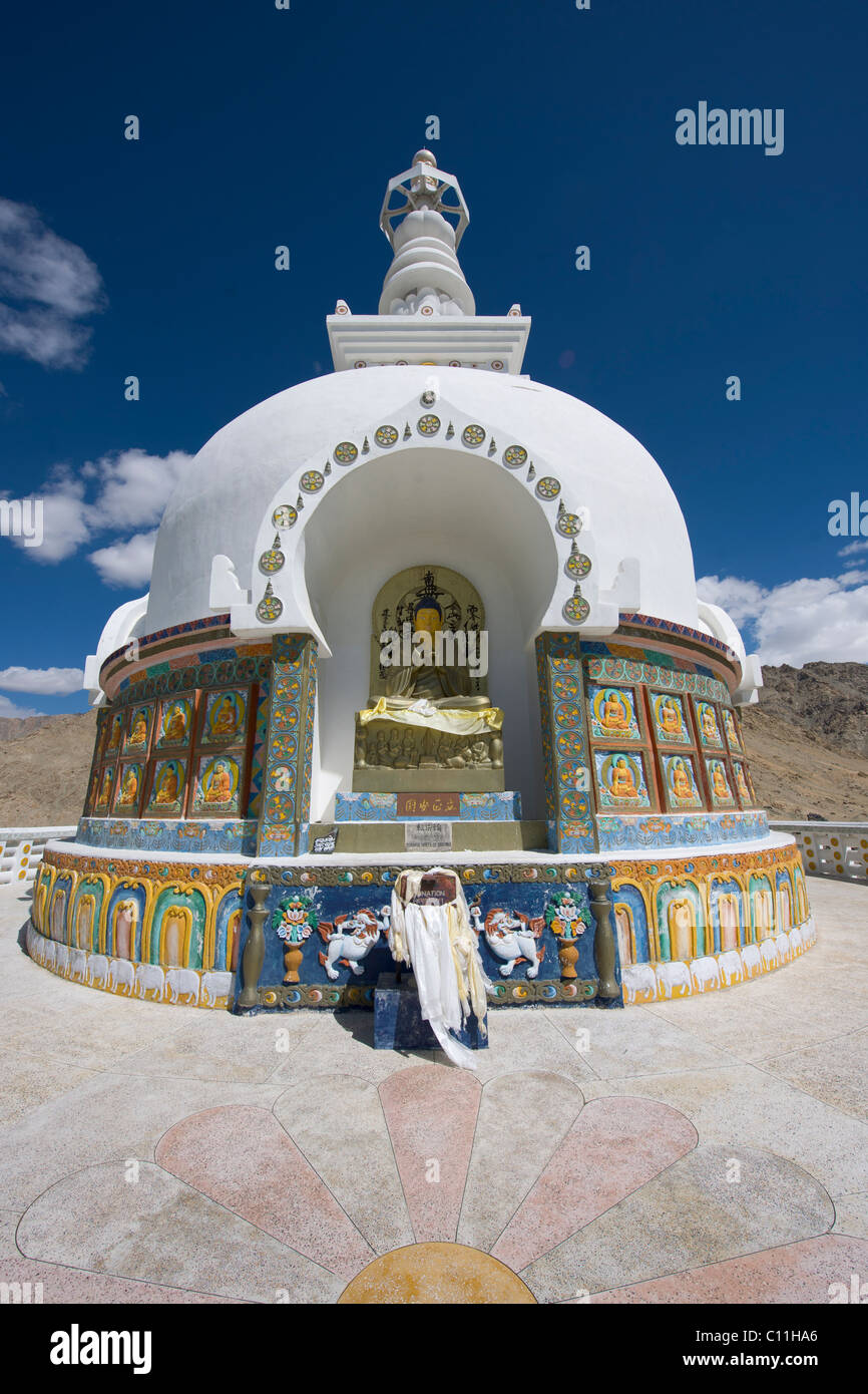 Shanti Stupa, Leh, (Ladakh) Jammu & Kaschmir, Indien Stockfoto