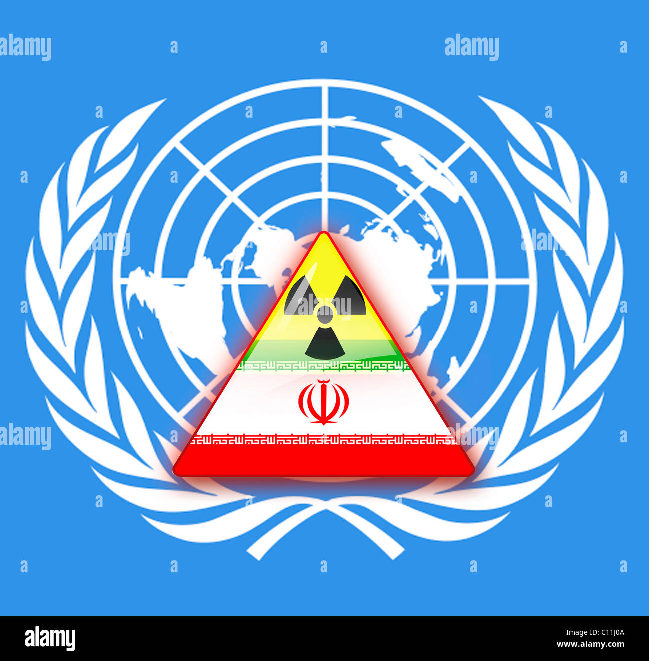 Symbolisches Bild, Atomstreit zwischen Iran und den Vereinten Nationen, der internationalen Gemeinschaft Stockfoto