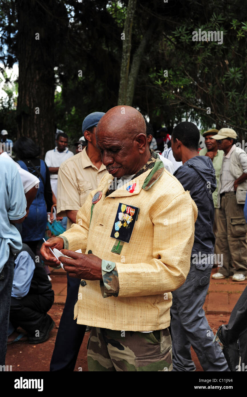 Antananarivo, Madagaskar friedliche Demonstration Haus des ex-madagassische Präsident Albert Zafy gegen aktuelle Übergang Hut Stockfoto