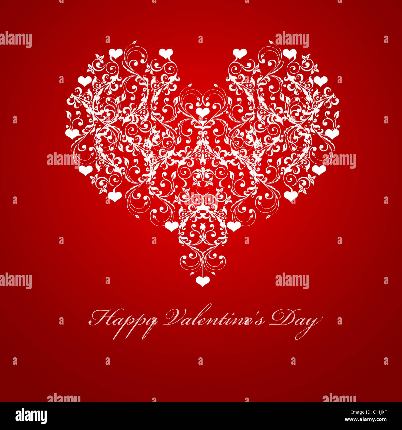 Happy Valentines Day geprägtes Blatt Rebe Herzen Motiv Abbildung rot Stockfoto