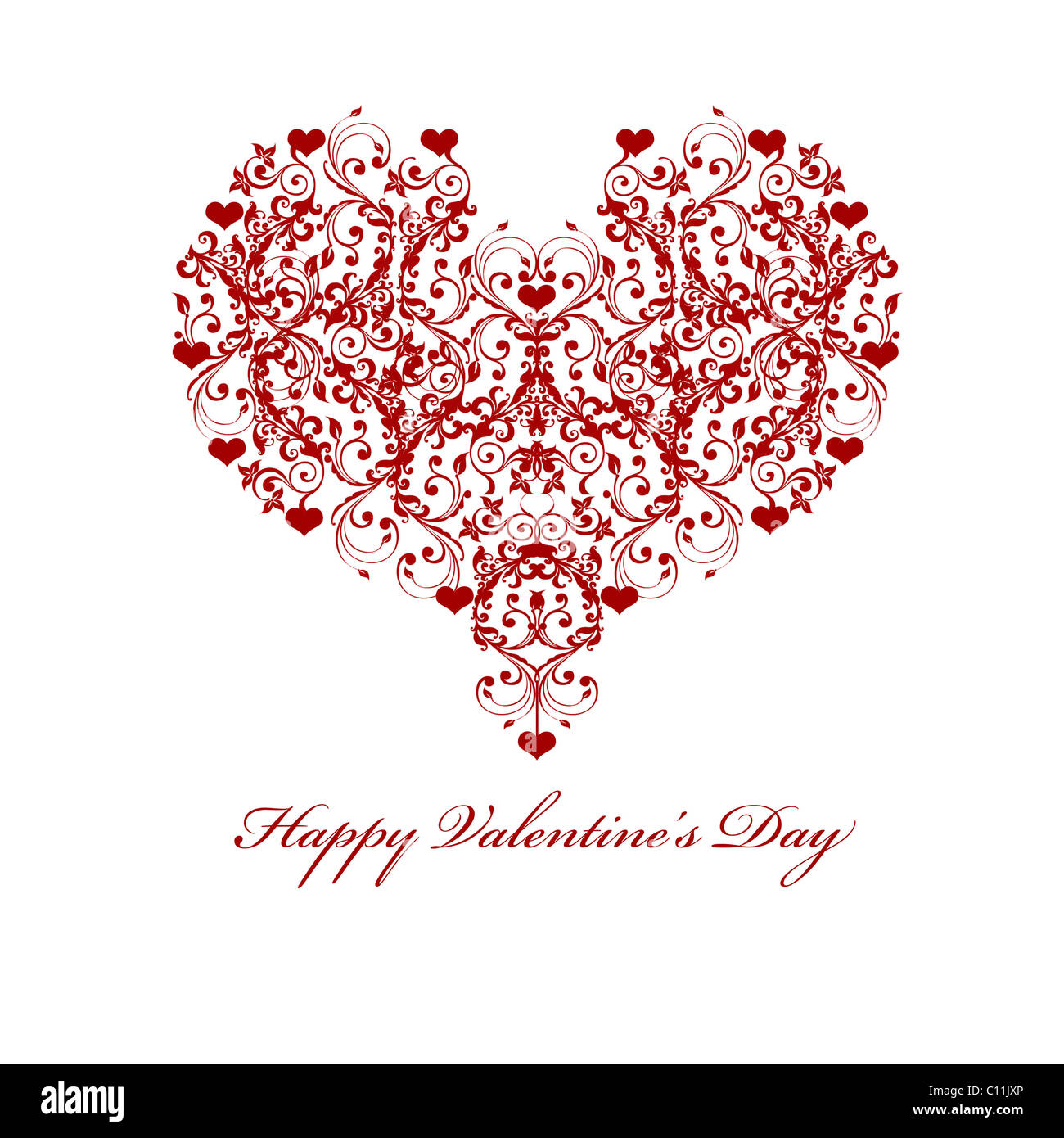 Happy Valentines Day Blatt Rebe Herzen Motiv Illustration Stockfoto