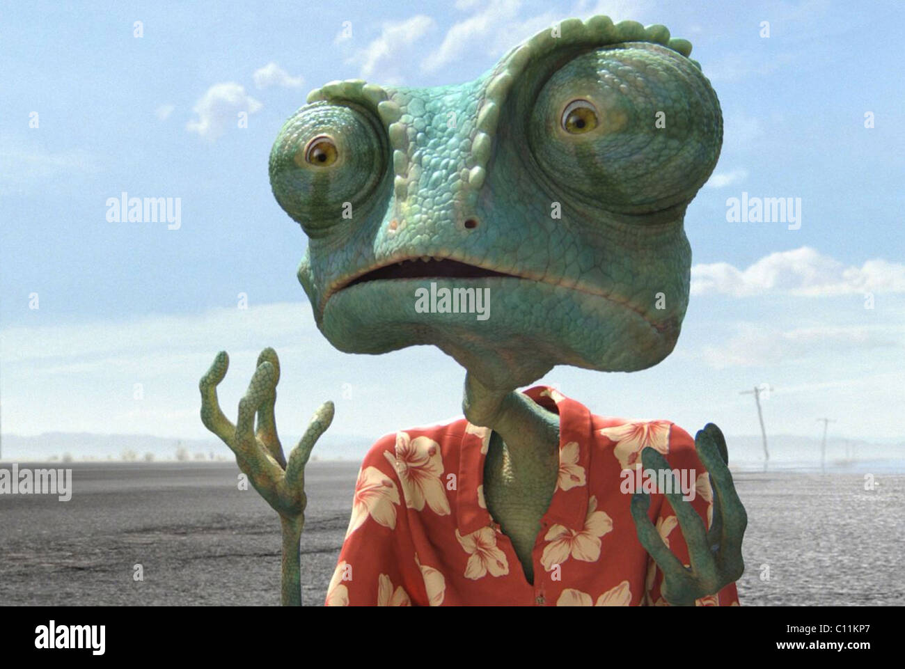 Film RANGO 2011 ILM/Blind Wink mit Chamäleon Charakter gesprochen von Johnny Depp Stockfoto