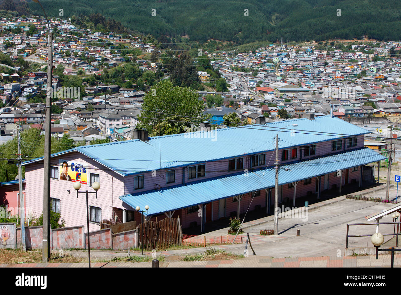 Wohnhaus, Bergbau Stadt Lota, Chile, Südamerika Stockfoto