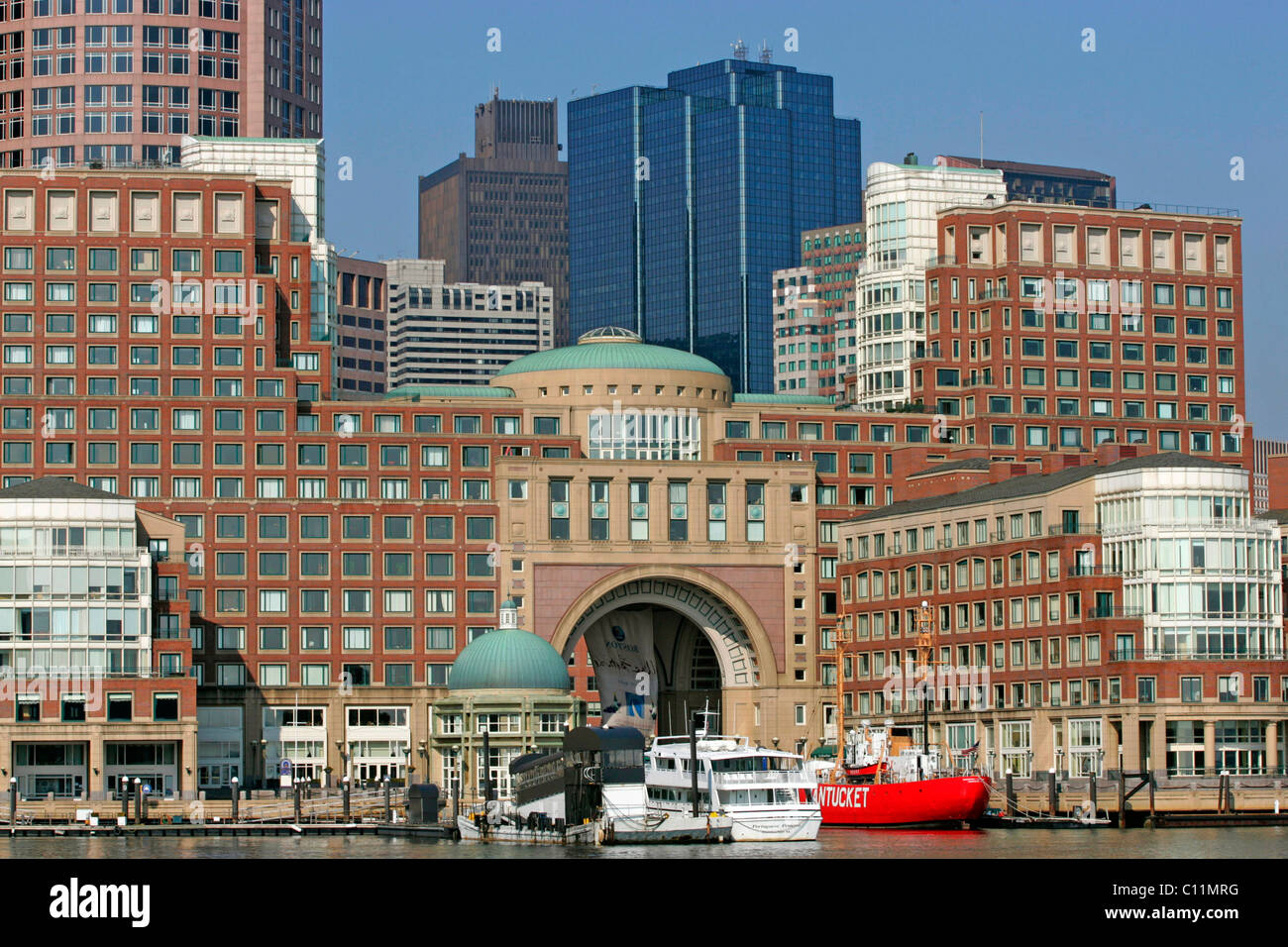 Skyline, Rowes Wharf, Waterfront, Boston, Massachusetts, Neuengland, USA Stockfoto