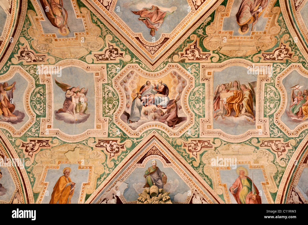 Deckenfresken in der Vorhalle der Loggia Delle Benedizioni, Basilika San Giovanni in Laterano, Rom, Latium, Italien, Europa Stockfoto
