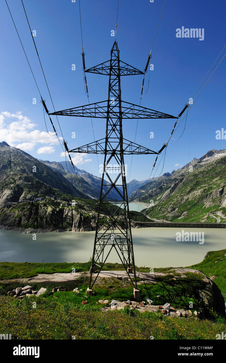 Umweltfreundliche Energie aus Wasserkraft, Grimselpass, Kanton Bern, Schweiz, Europa Stockfoto