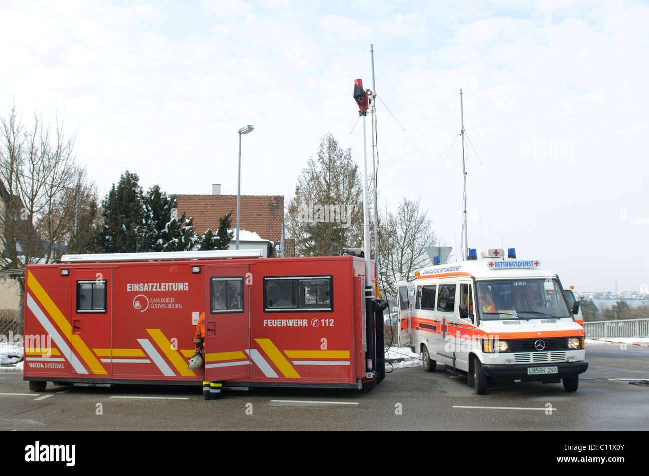 Die Koordination Station der Feuer-Departement und Notdienste, Asperg, Baden-Württemberg, Deutschland, Europa Stockfoto