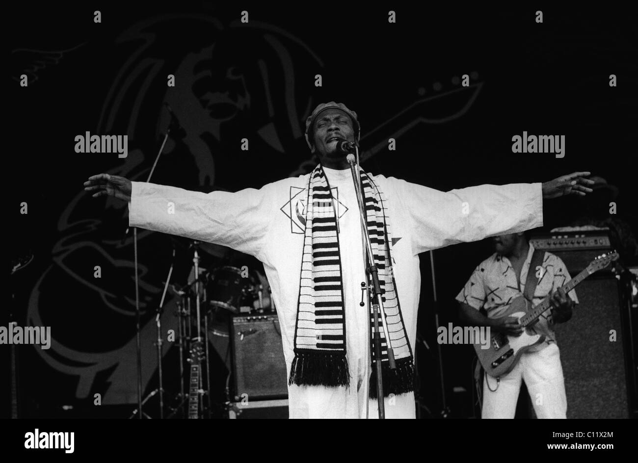 Jimmy Cliff beim Reggae Sunsplash Festival am 12.07.1987, auf der Loreley Freilichtbühne, St. Goarshausen, Rheinland-Pfalz Stockfoto