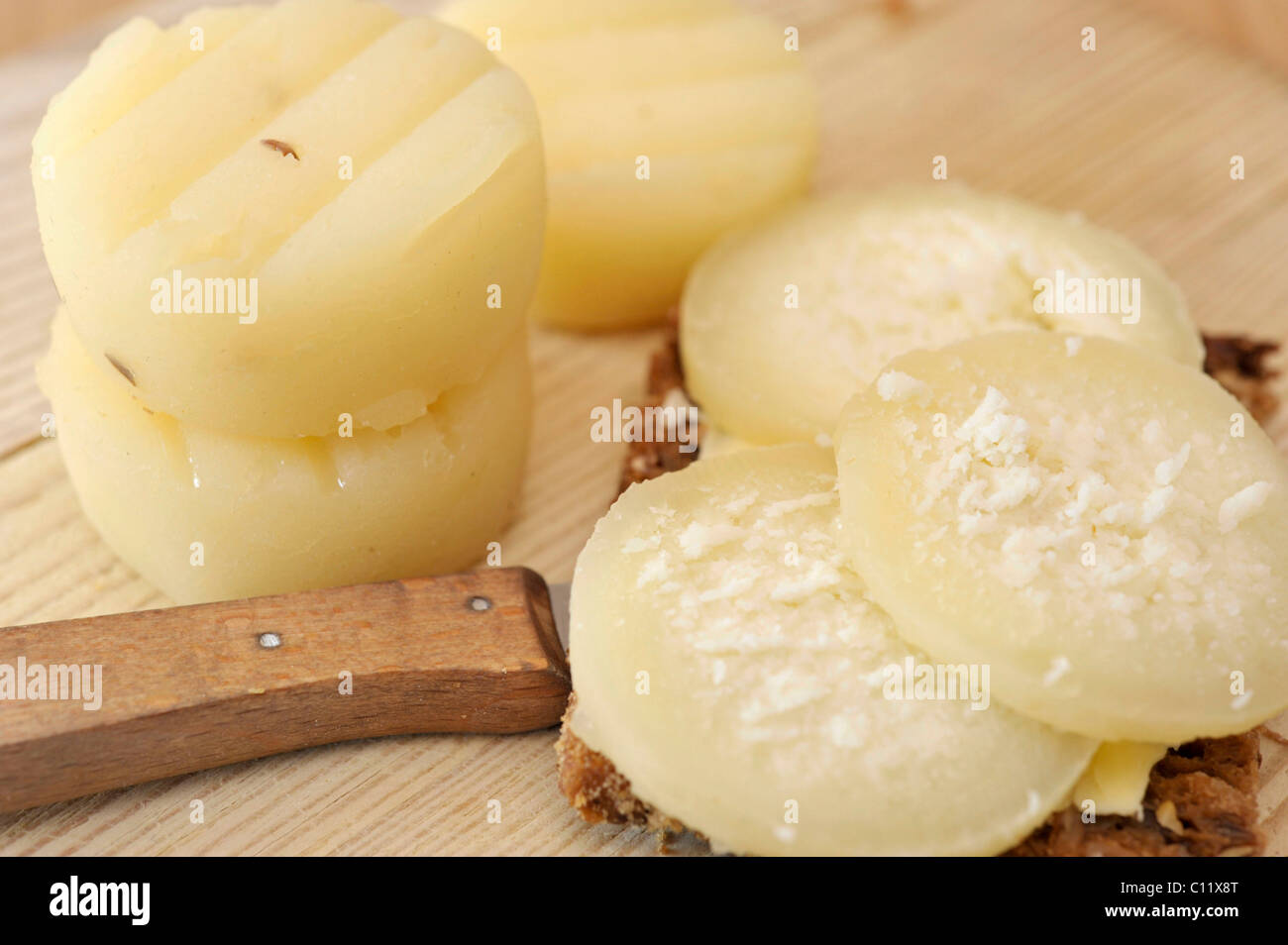 Harzer Roller, traditionelle Käse von Harzkreises gerollt Stockfoto