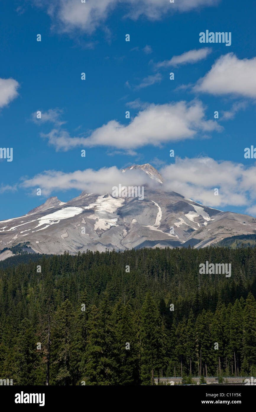 Trübe Vulkan Mount Hood, Kaskade-Strecke, Oregon, USA Stockfoto