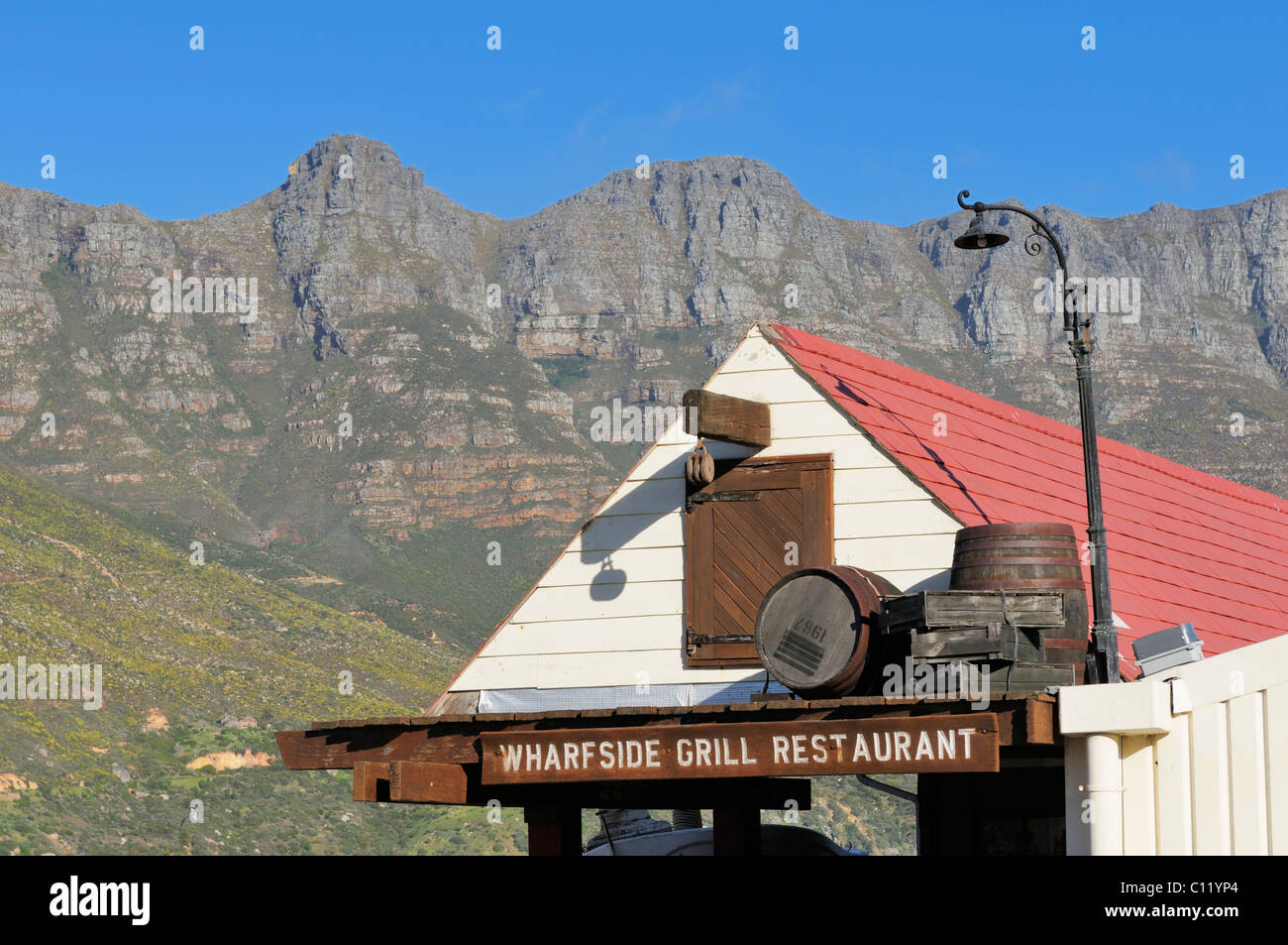 Wharfside Hill Restaurant, Hout Bay, Kapstadt, Südafrika, Afrika Stockfoto