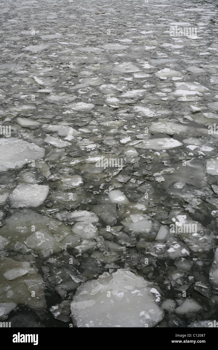 Eisschollen auf der Spree, Bezirk Mitte, Berlin, Deutschland, Europa Stockfoto