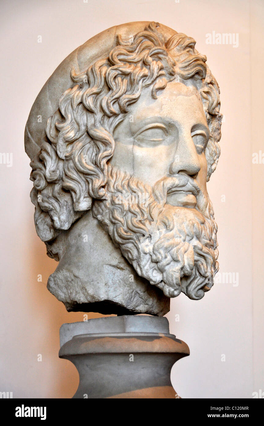 Marmorbüste des Gottes Asklepios, Museo Palatino, Palatino, Rom, Latium, Italien, Europa Stockfoto