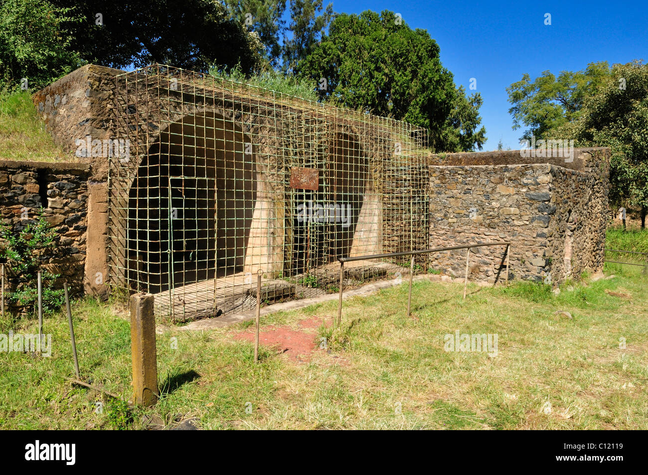 Löwen Käfig Gebäude, königliche Gehege Fasil Ghebbi, UNESCO-Weltkulturerbe, Gonder, Gondar, Amhara, Äthiopien, Afrika Stockfoto