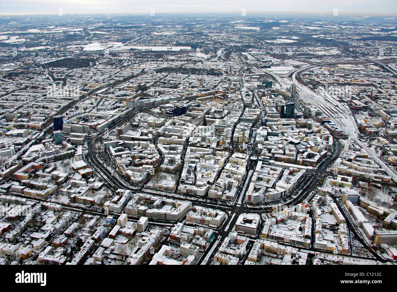 Luftaufnahme, Stadtzentrum Ringstraße, Dortmund, Ruhrgebiet Region, North Rhine-Westphalia, Deutschland, Europa Stockfoto