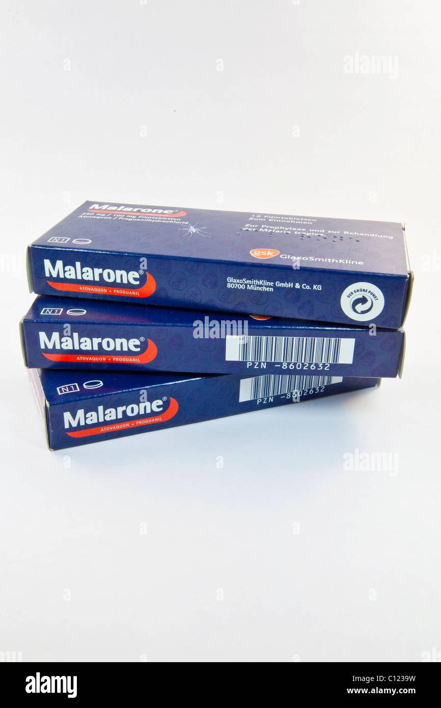 Anti-Malaria-Medikament Malarone Stockfoto