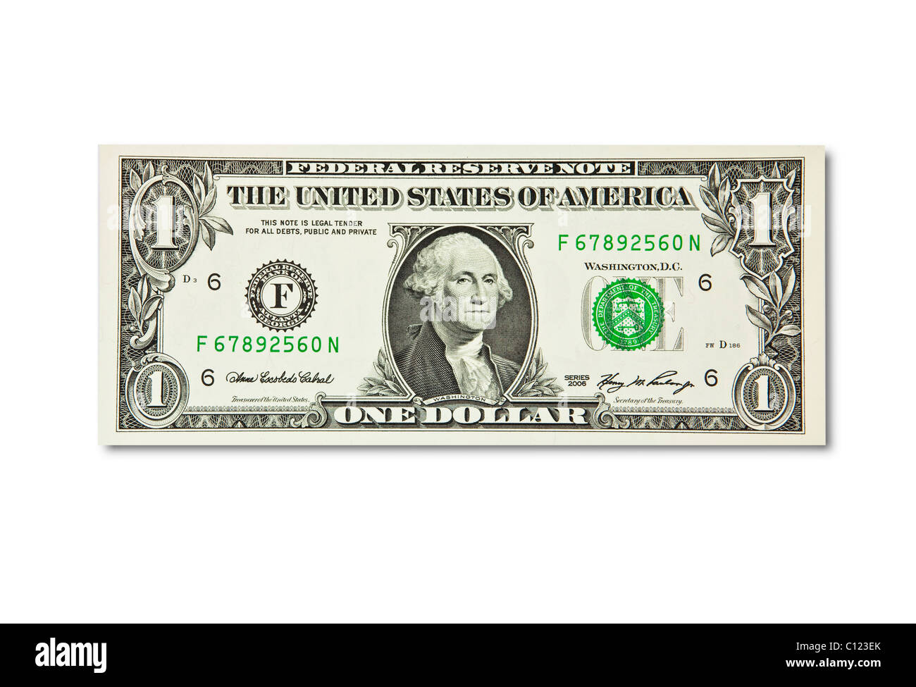 1 US-Dollar-Banknote, vorn Stockfoto