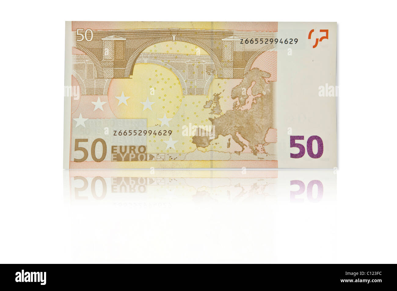 50 Euro-Banknote, zurück Stockfoto
