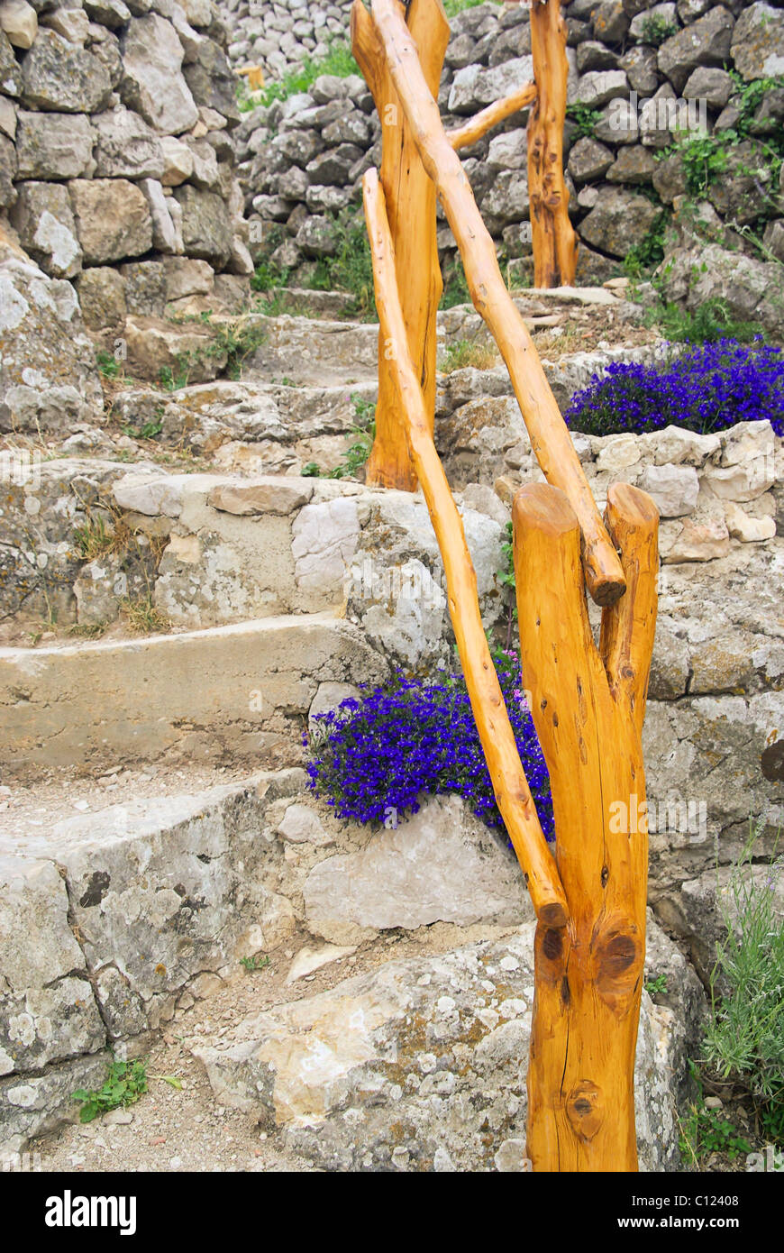 Treppe Mit Lobelie - Treppe und Lobelia 01 Stockfoto