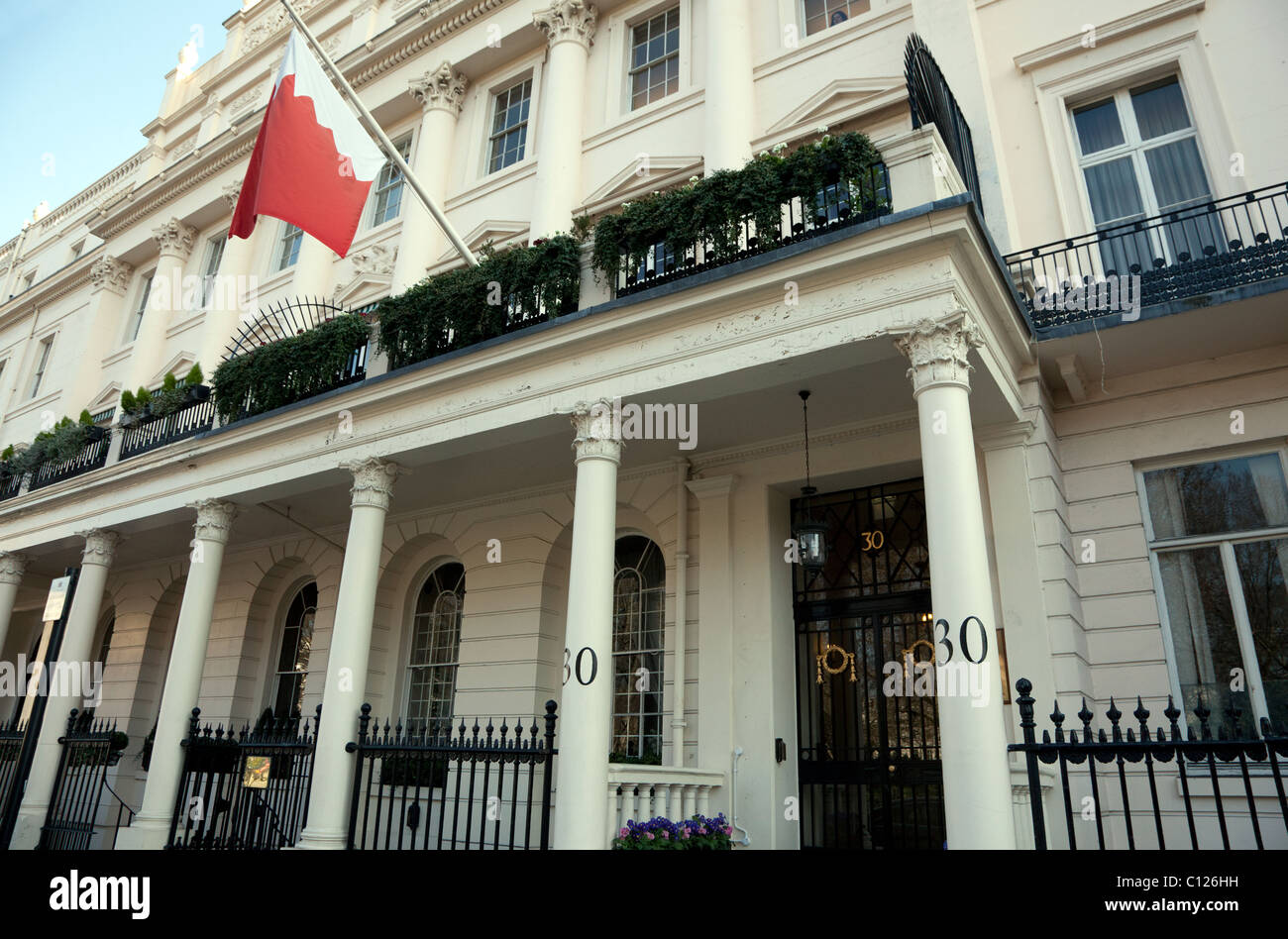 Bahrainian Botschaft, Belgravia, London Stockfoto