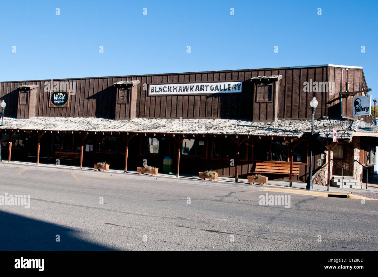 Saratoga, Snowy Range & Sierra Madre Mountains, feine Shopping, Essen, 49 Meilen westlich von Centennial, über Hwy 130, Wyoming, USA Stockfoto