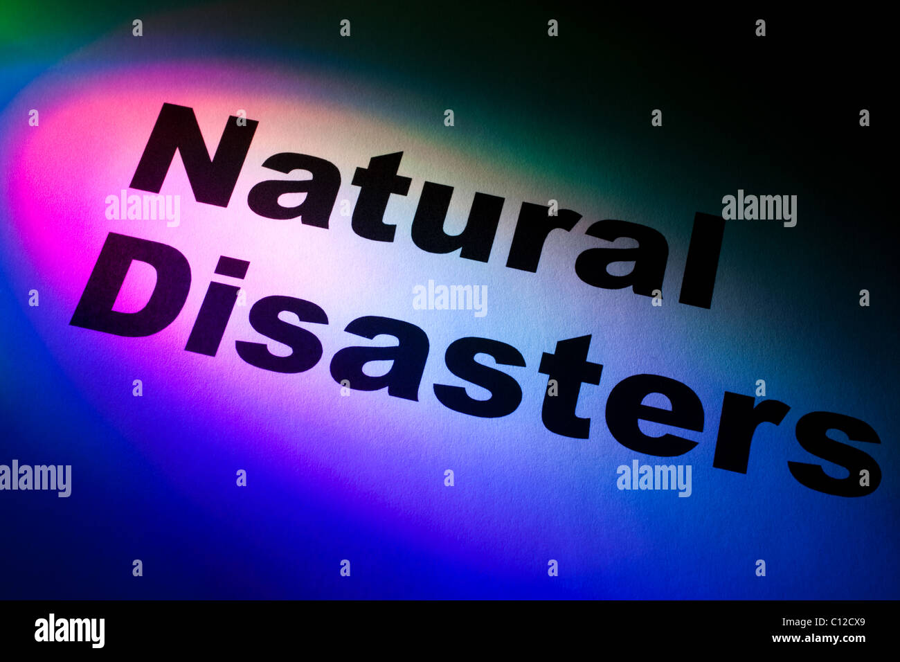 Farbe, Licht und Wort von Naturkatastrophen für Hintergrund Stockfoto