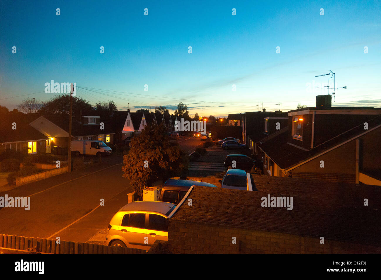 Wohnsiedlung in Abend, UK Stockfoto
