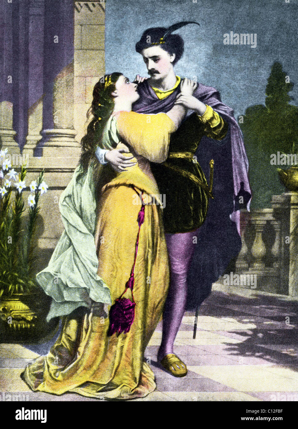 Hier treffen sich die Star-Crossed Lovers Romeo und Julia in Shakespeares Stück mit dem gleichen Namen auf dem Balkon. Stockfoto