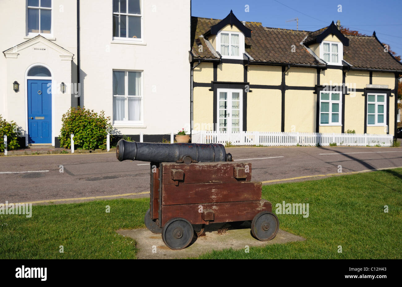 Kanone auf St. James Green, Southwold, UK Stockfoto