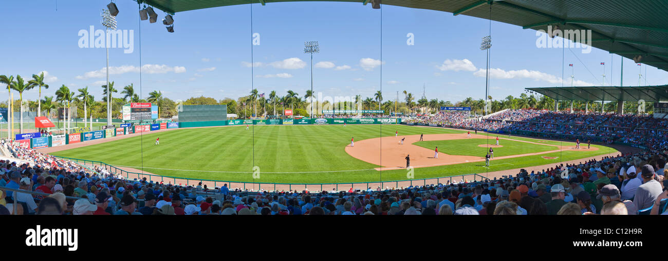 Panorama von Boston Red Socks Baseball Spring Training-Spiel bei City of Palms Park in Fort Myers Florida Stockfoto