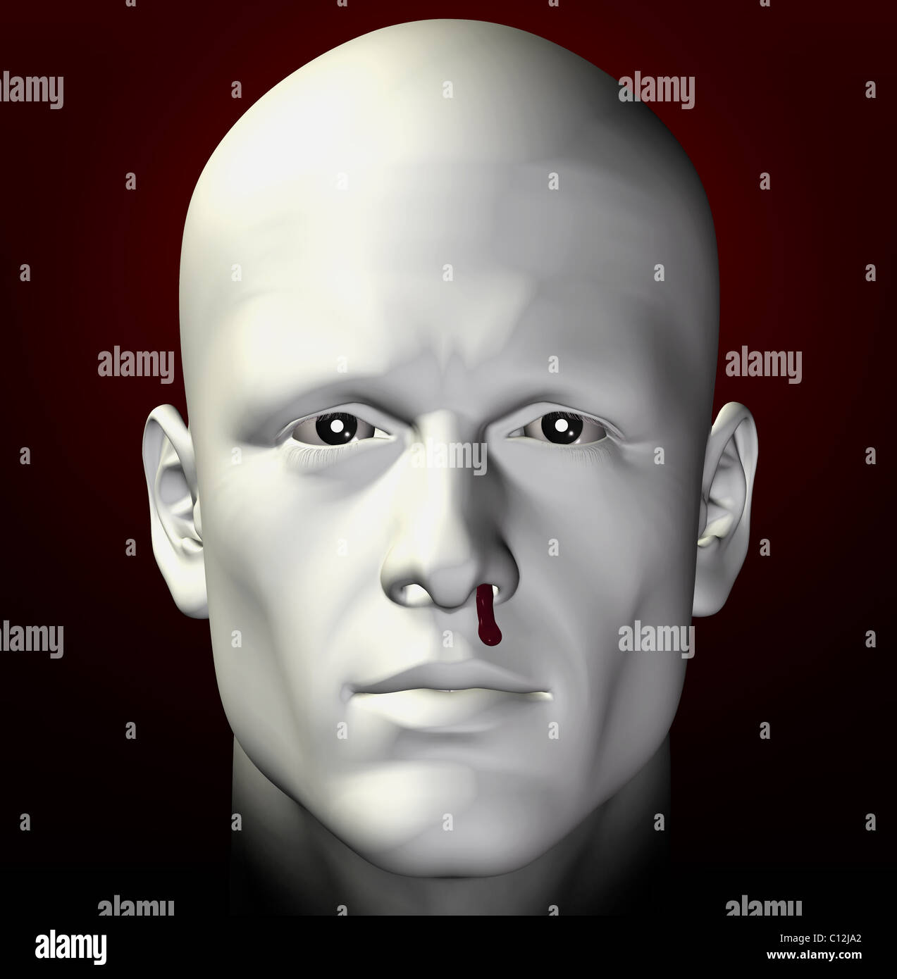 Porträt des Mannes mit blutenden Nase. 3D Illustration. Stockfoto