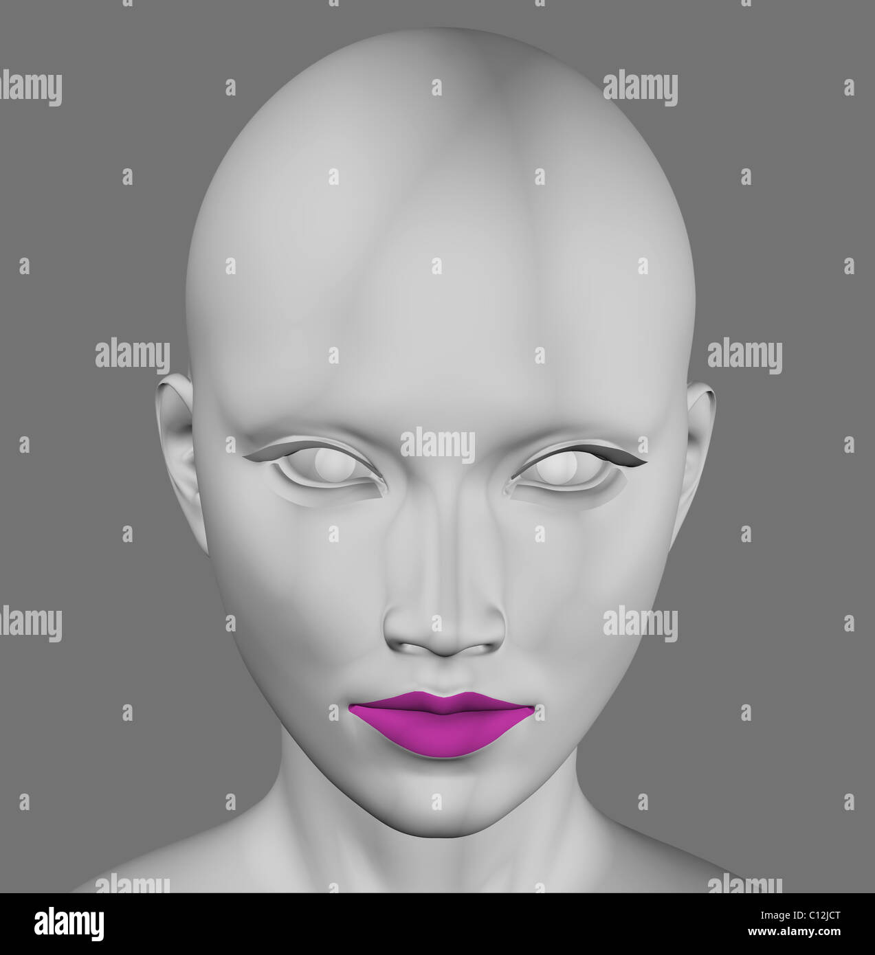 3D-Illustration grauen Außerirdischen futuristische Frauengestalt. Stockfoto