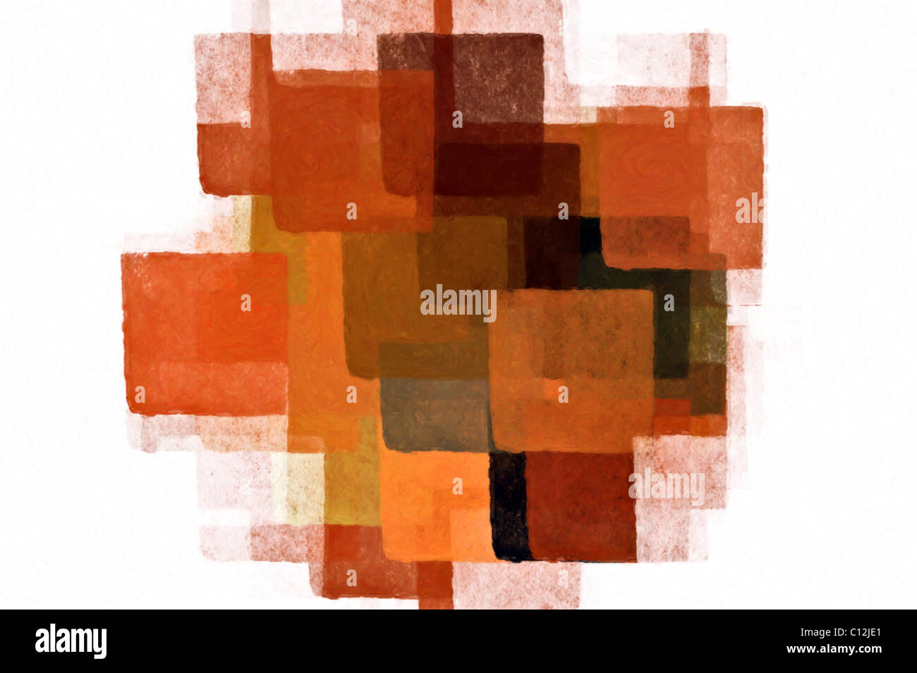 Quadrate minimal Farbe Muster auf weißem Hintergrund. Abstrakte Darstellung. Stockfoto