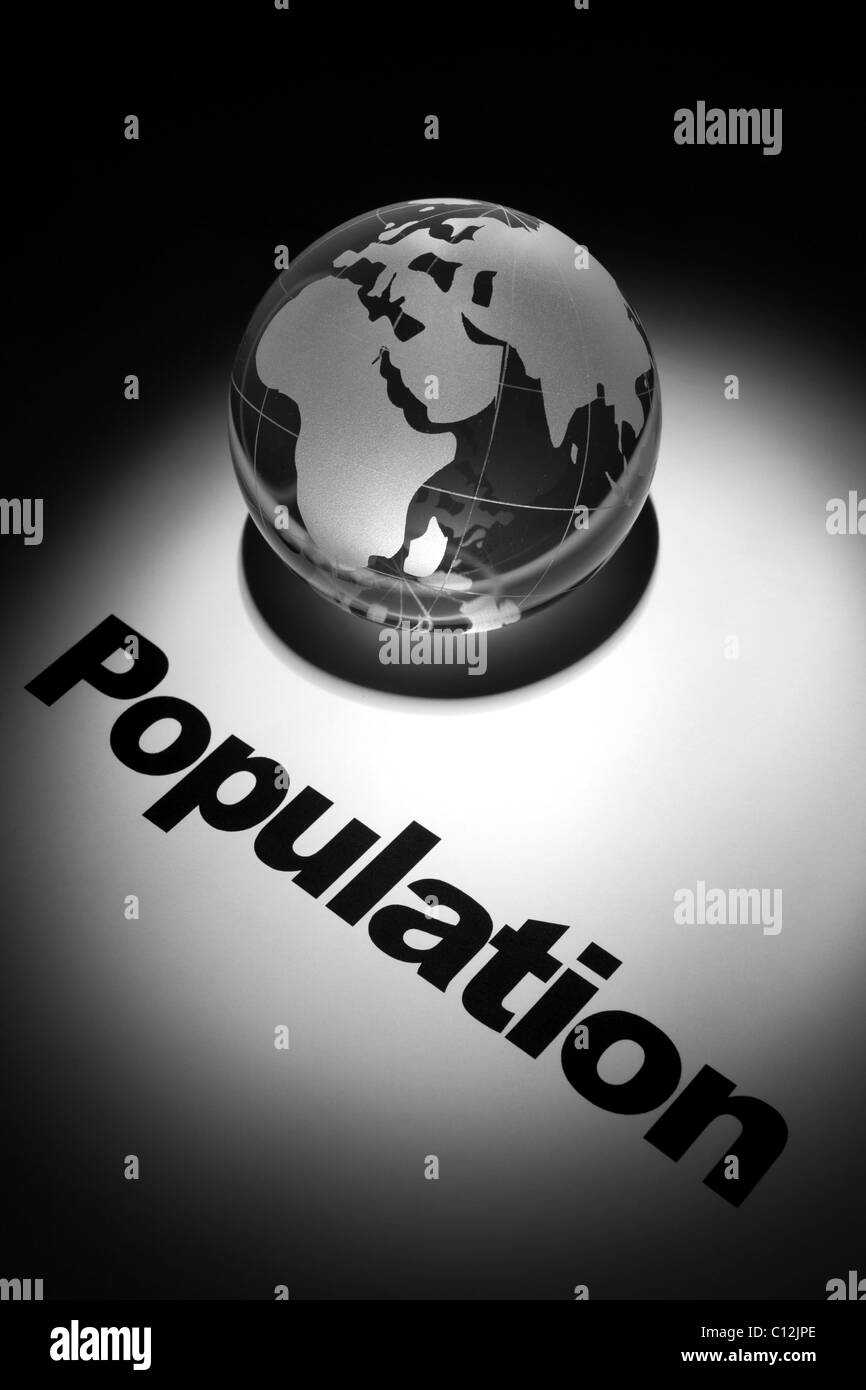 Globus, Konzept des globalen Bevölkerungswachstums Stockfoto