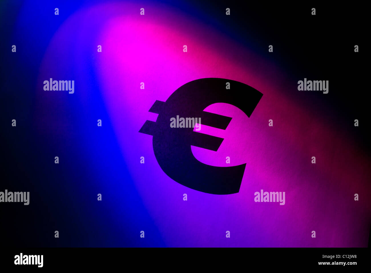 Farbe Licht Euro-Symbol für Hintergrund Stockfoto