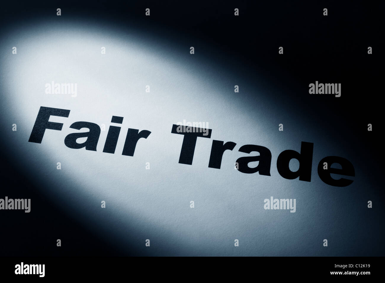 Licht und Wort des fairen Handels für Hintergrund Stockfoto