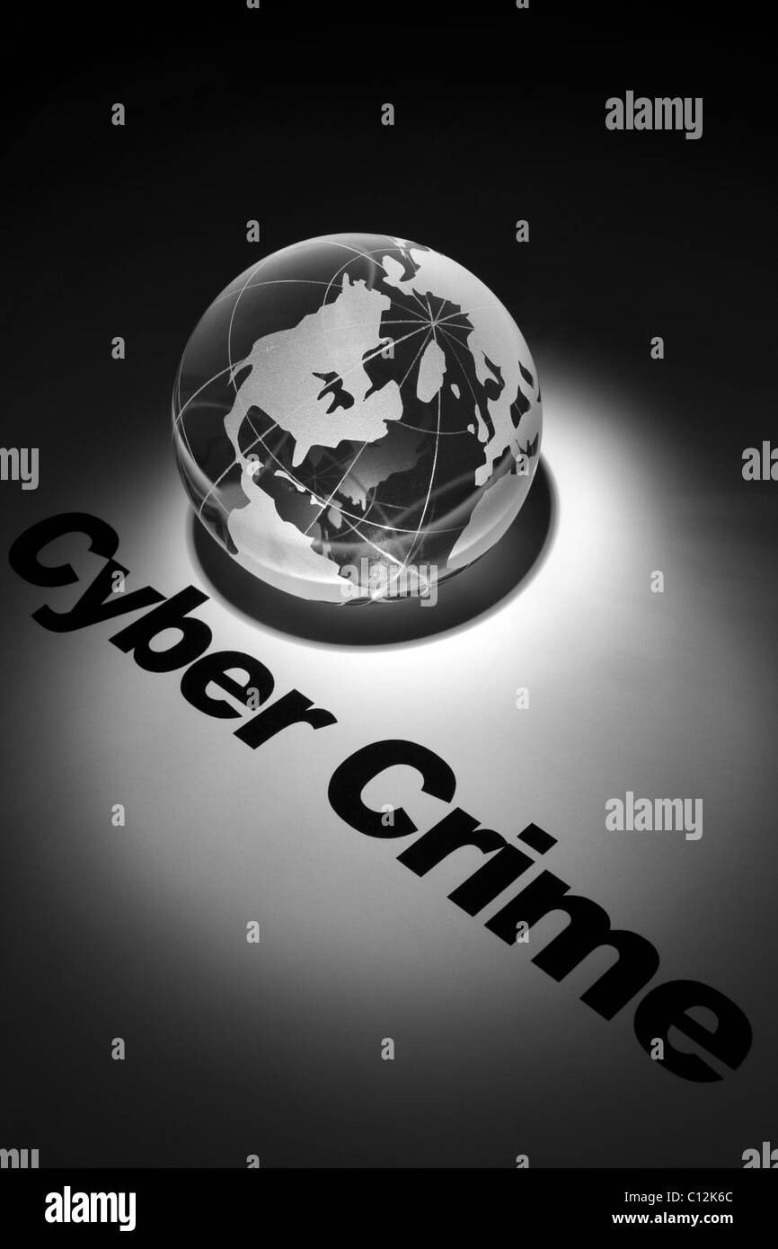 Globus, Konzept von Cyber-Kriminalität Stockfoto