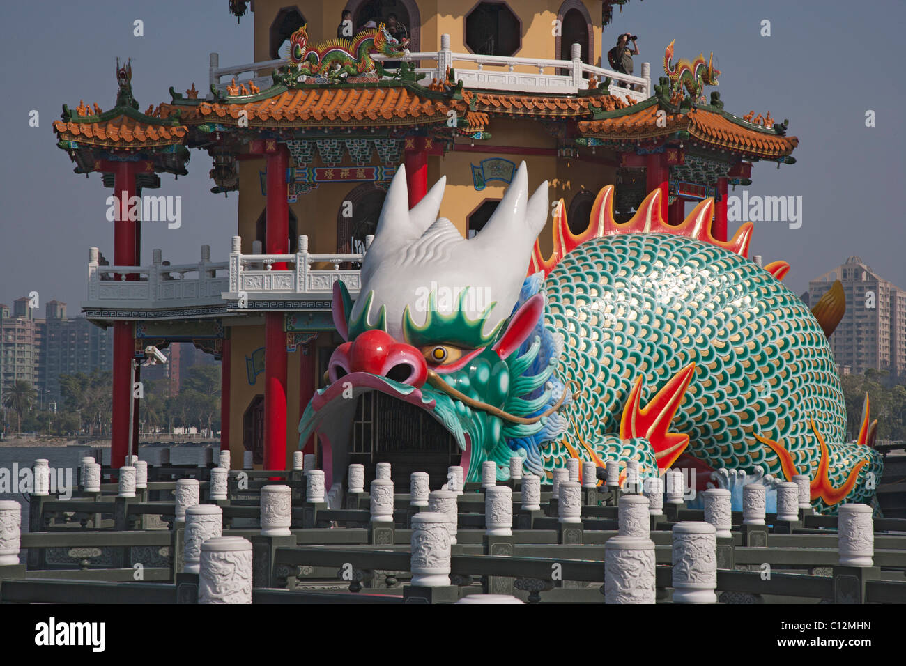 Drachensee Tempel Lotus Kaohsiung Taiwan Stockfoto