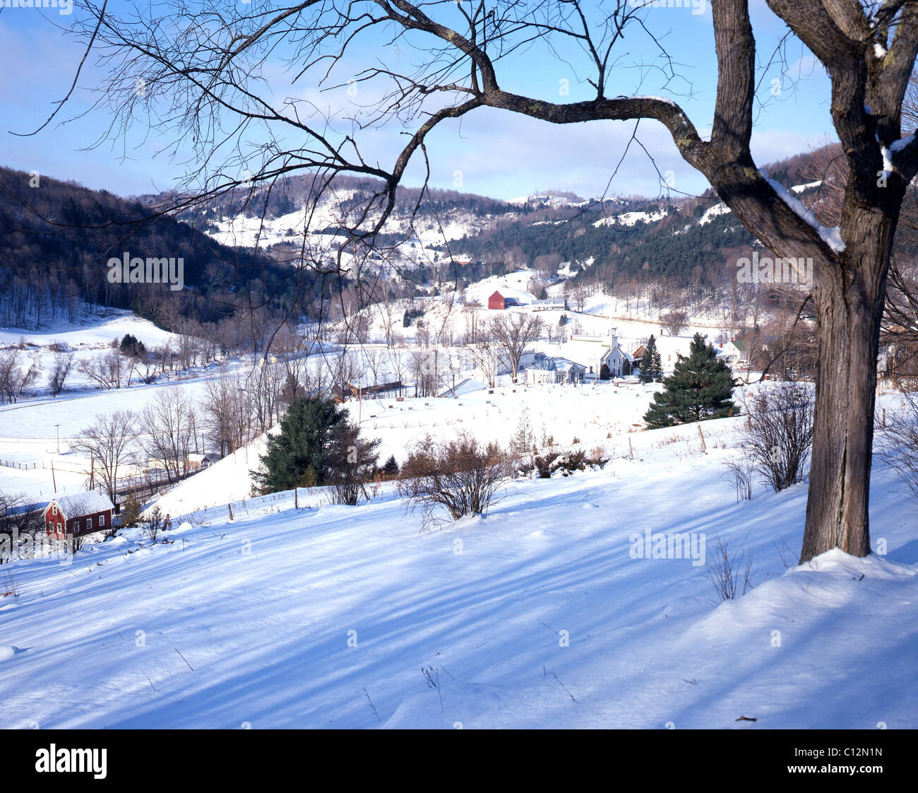 Vermont-Stadt im Winter Stockfoto