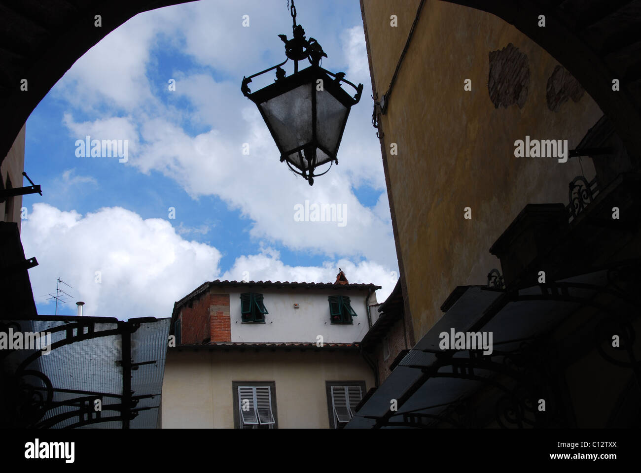Straße Laterne in Lucca, Toskana, Italien Stockfoto