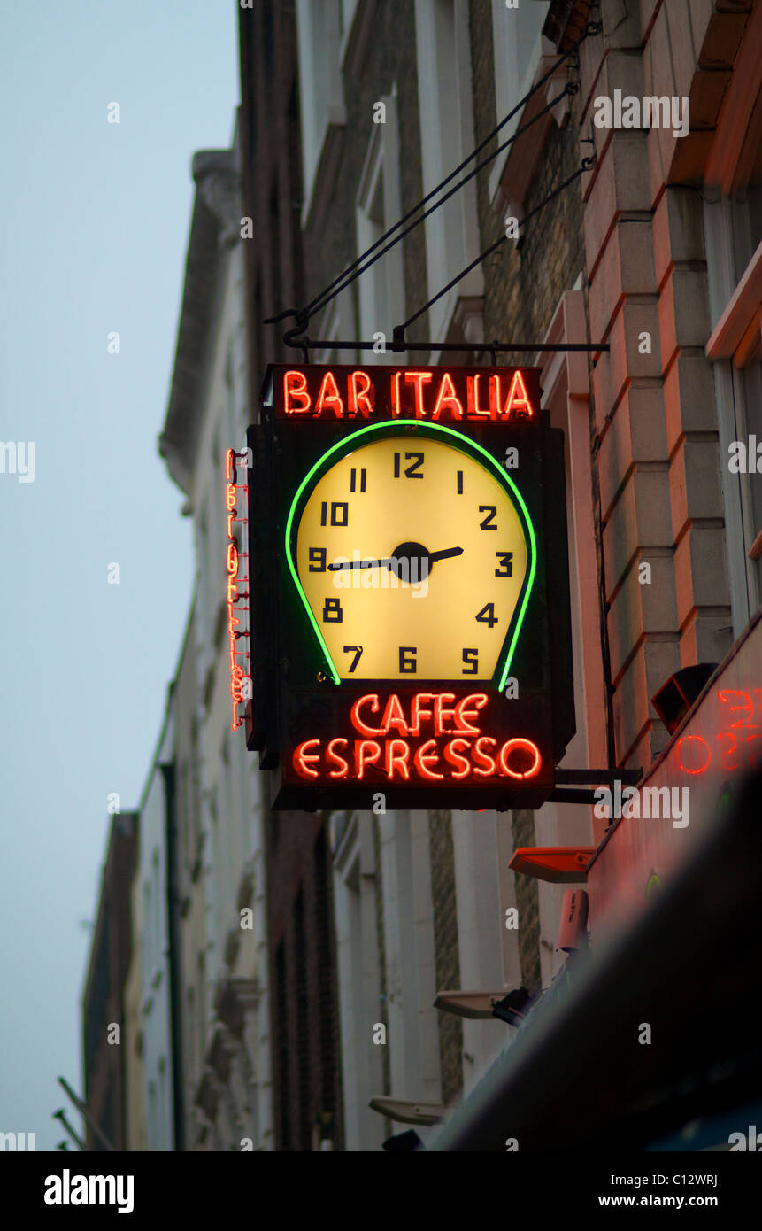 Bar Italia Zeichen, Soho, London. Stockfoto