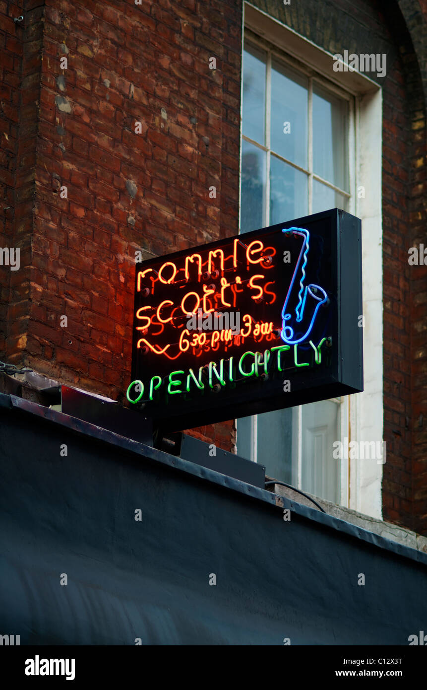 RONNIE SCOTTS Zeichen, Soho, London. Stockfoto