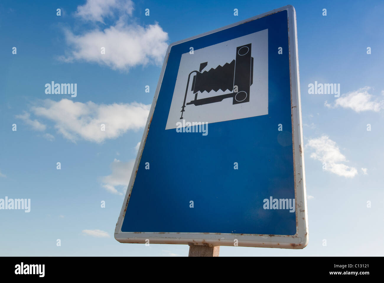 Aussichtspunkt, fotografieren Straßenschild Stockfoto
