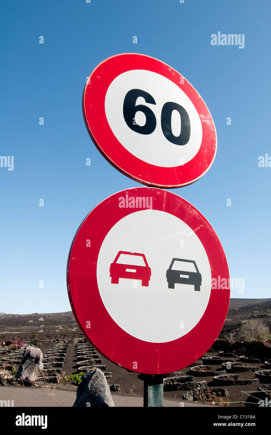Verkehrszeichen Lanzarote Stockfoto