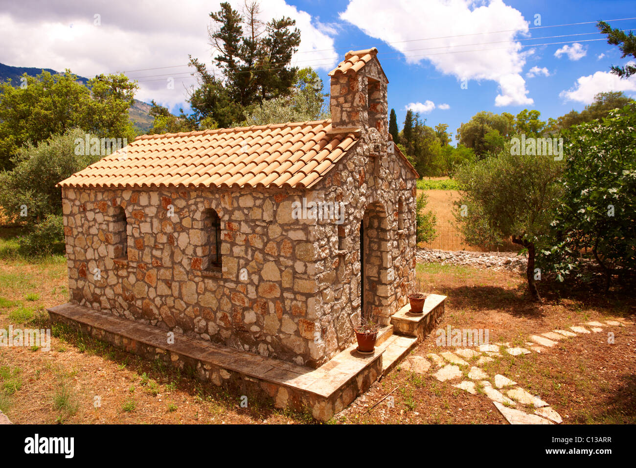 Orthodoxe Kapelle, Kefalonia, Ionische Inseln, Griechenland. Stockfoto