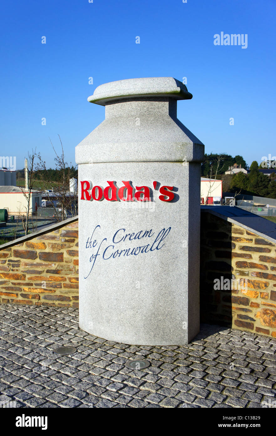 "Roddas" Cornish geronnen Stopfen Fabrik bei Wheal Rose in der Nähe von Redruth in Cornwall, Großbritannien Stockfoto