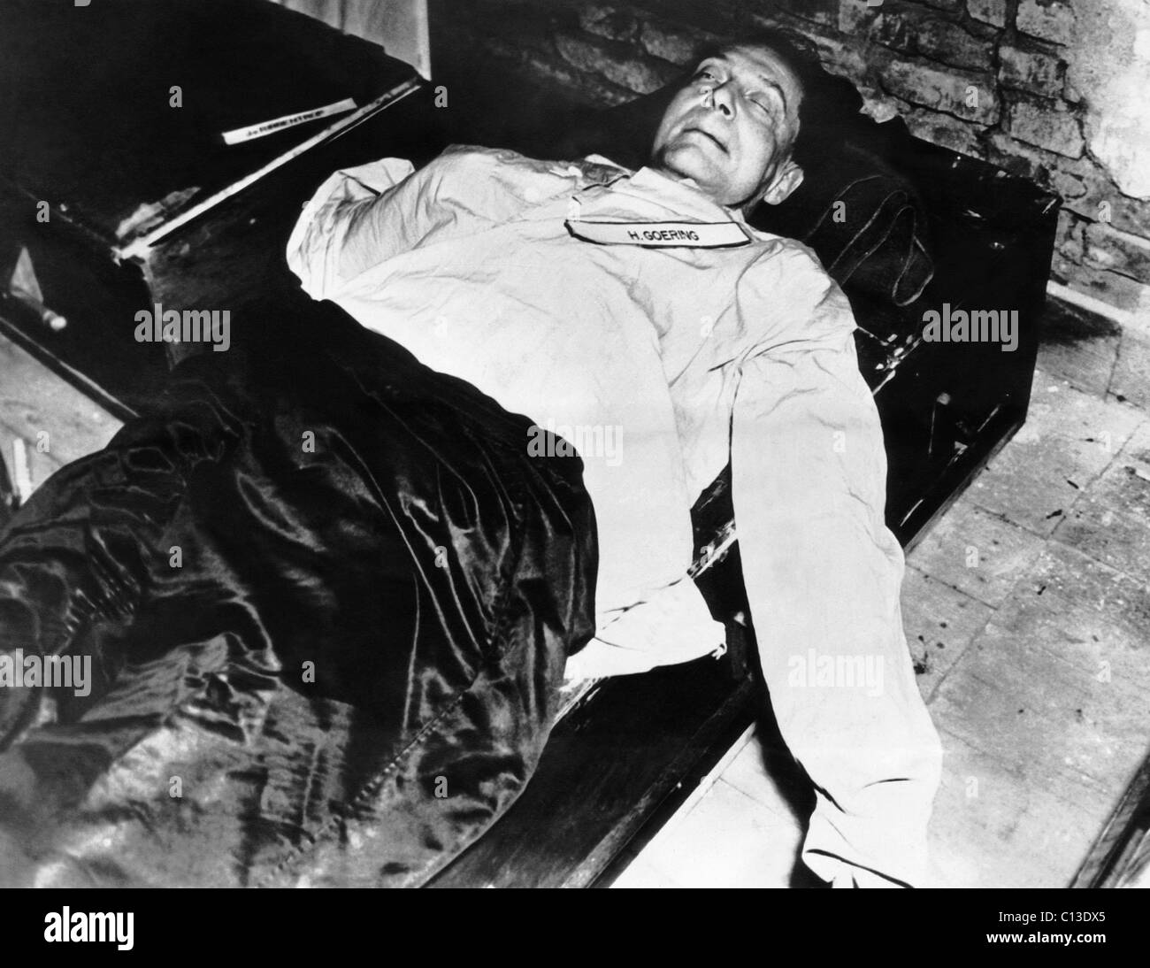 Oberbefehlshaber der Luftwaffe Hermann Goering, nach seinem Selbstmord im Gefängnis, 15. Oktober 1946 Stockfoto