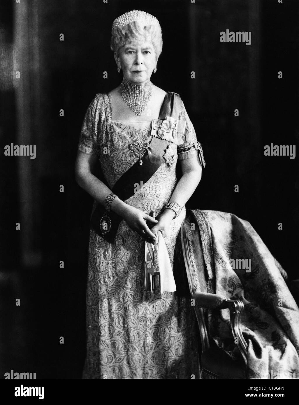 Britisches Königshaus. Britische Queen Mary von Teck, circa Ende der 1940er Jahre. Stockfoto
