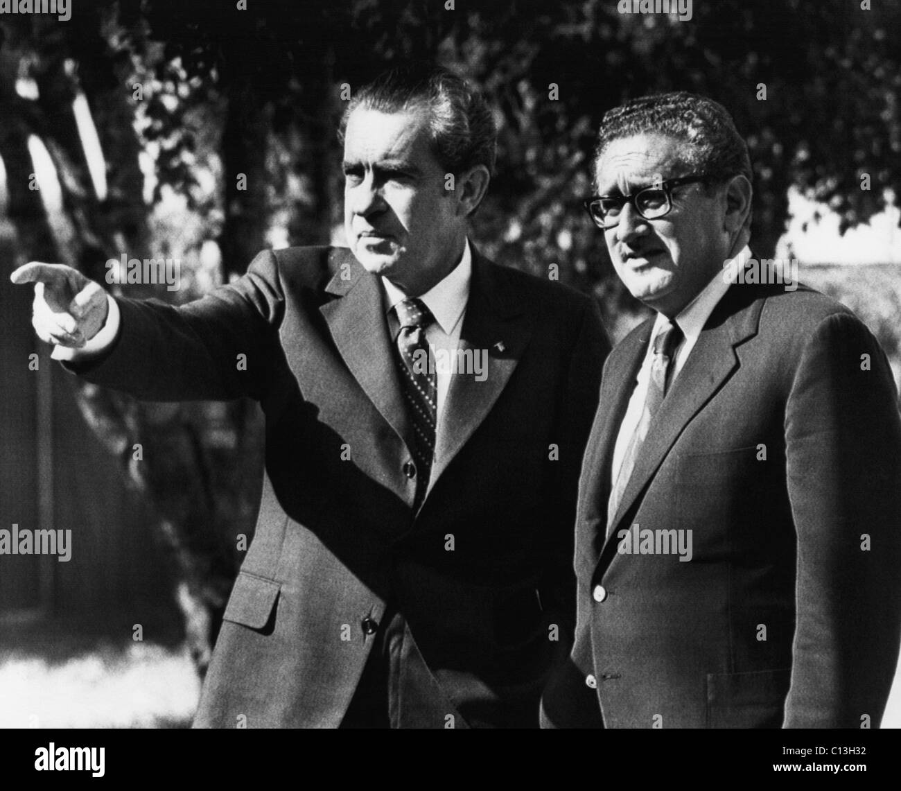 1972 Vereinigte Staaten Vorsitz, Schrank. US-Präsident Richard Nixon und Staatssekretär Henry Kissinger an Nixons Florida Rückzug. Florida, 1972. Stockfoto